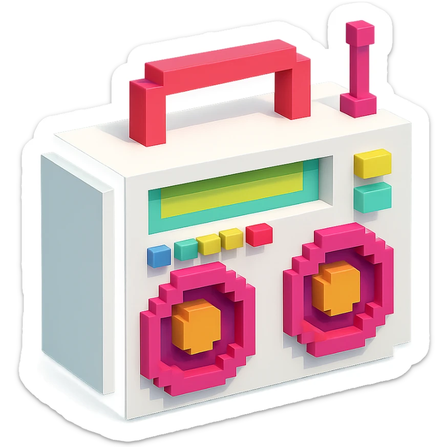 white boombox sticker