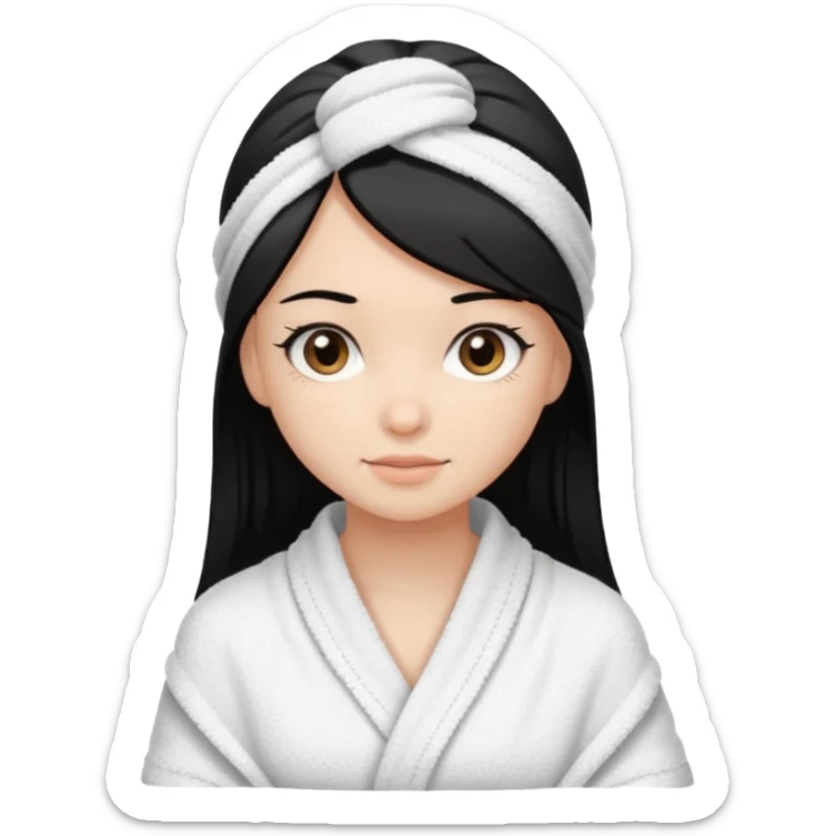 Menina de cabelo liso médio preto com olhos castanhos puxado com toalha de banho  sticker