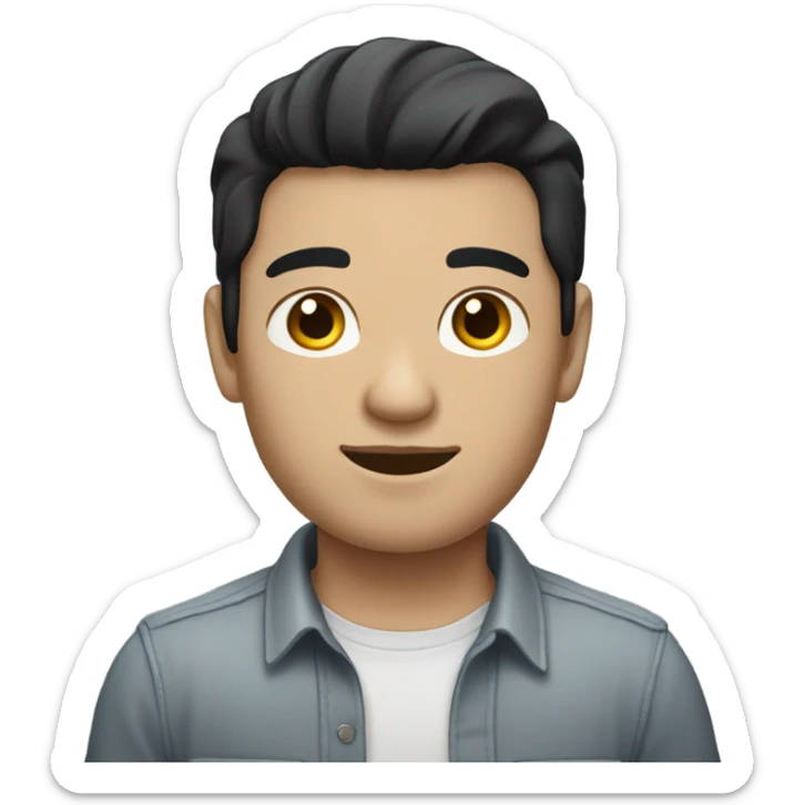 man with white skin and black hair, wear casual shirt  sticker