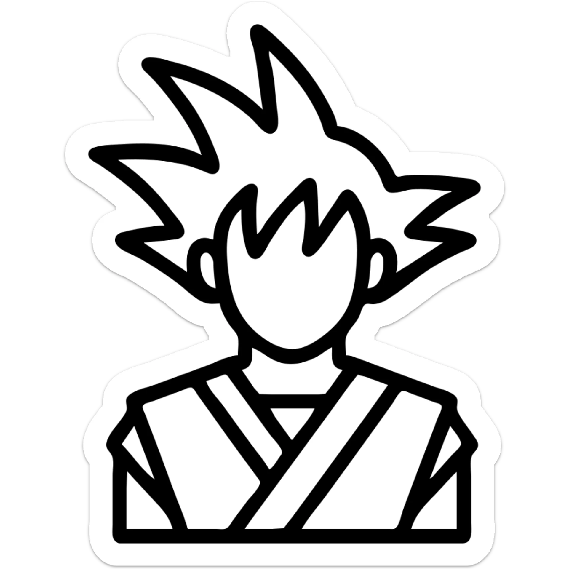 simple icon of GOKU, minimal and recognizable, focusing on spiky hair and martial arts outfit sticker