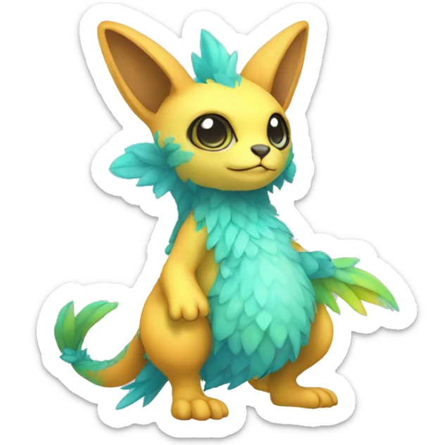 Cute cool colorful fantasy animal hybrid Fakemon full body sticker