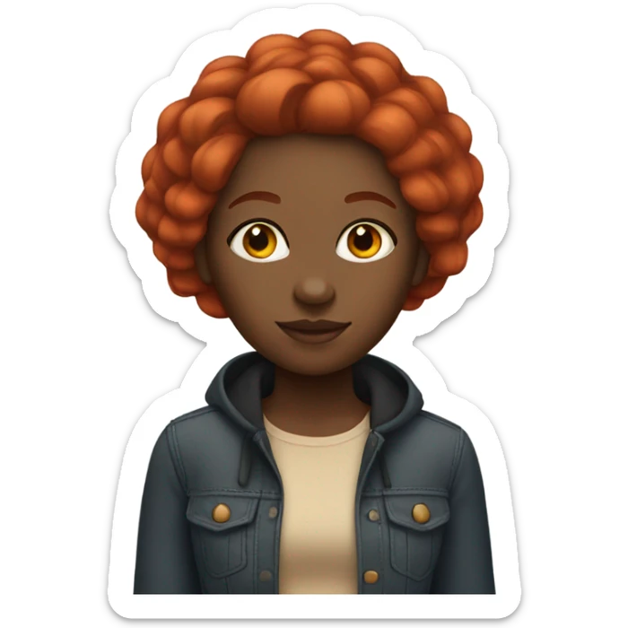 black girl with straight shoulder length red hair  sticker