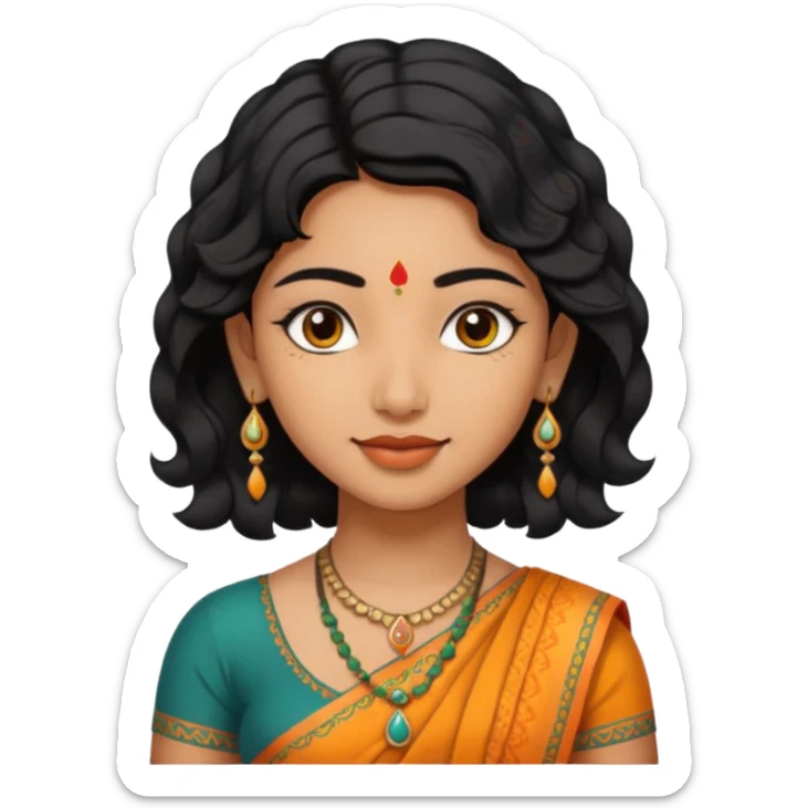 Indian fat girl south Indian wavy short black hair tan darker skin sticker