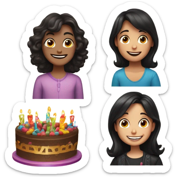 Cute little 8 yo nephew with dark hair and attractive aunt with long dark hair birthday   sticker