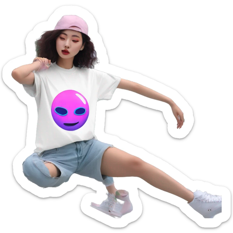 Vaporwave person dancing Skater fashion aesthetic baggy clothes graphic t shirt 420 sticker