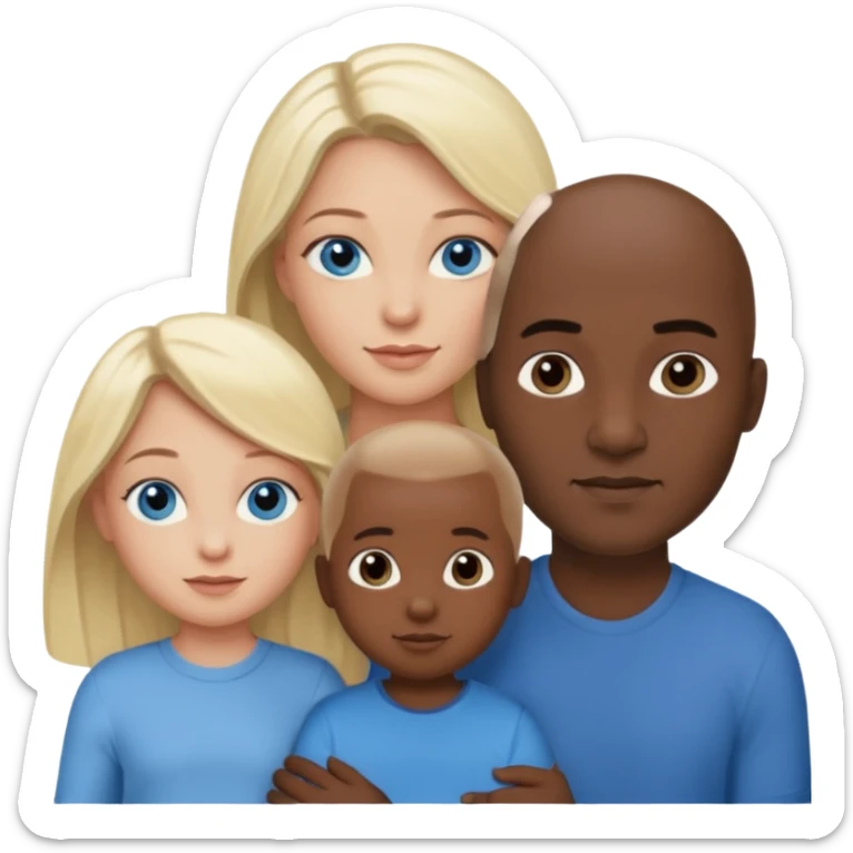 Eigene Familienbild mit 3 Personen; Frau mit dunklen Augen und dunkle lange Haare; Vater mit Vollglatze und Blaue Auge und ohne Brille;  kleinkind mit blonden Haaren und dunklen Augen und ohne Brille sticker