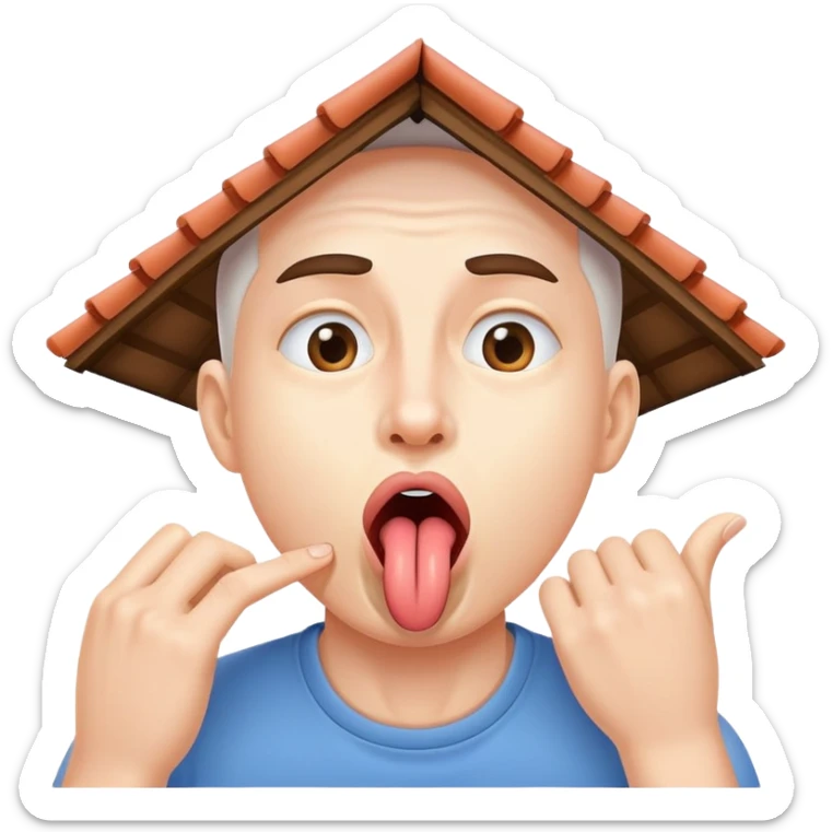 person practicing facial exercise mewing with tongue against roof of mouth sticker