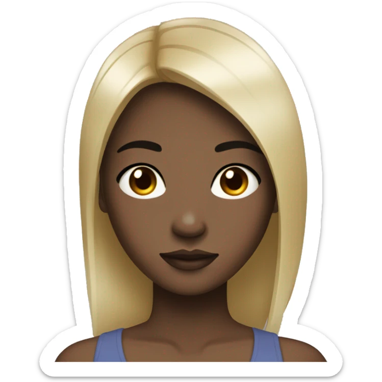 black eye and hair black skin asian girl with medium straight hair sticker