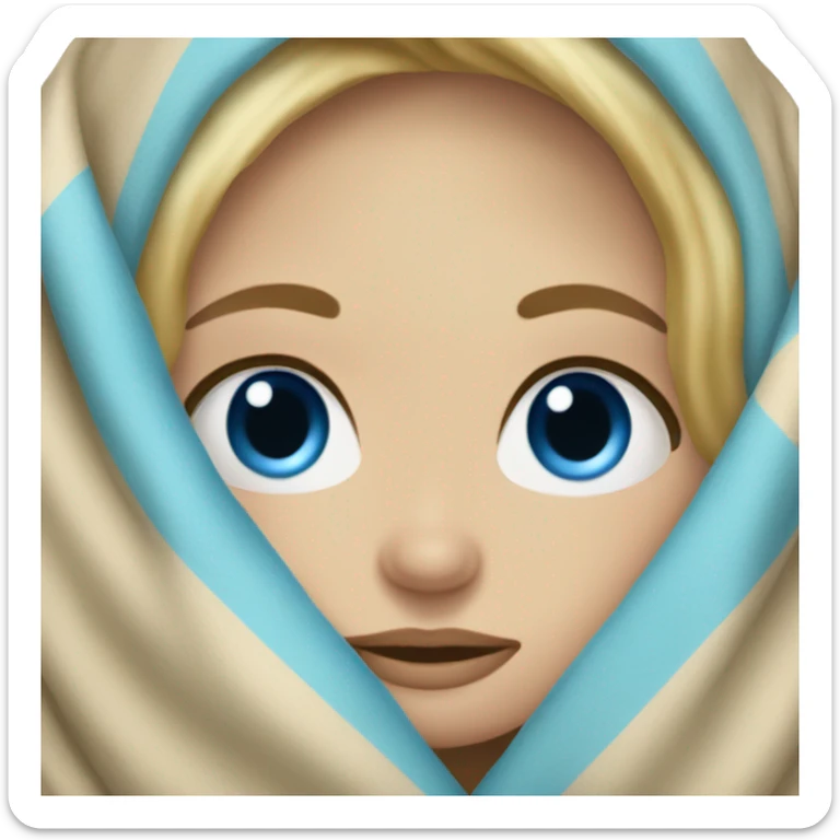 dirty blonde hair blue eyed girl with a blanket sticker