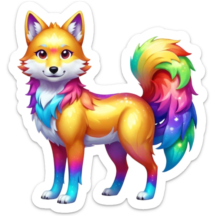 Colorful Shiny Fionbri-Falvie-sparkle-wolf-sona full body sticker
