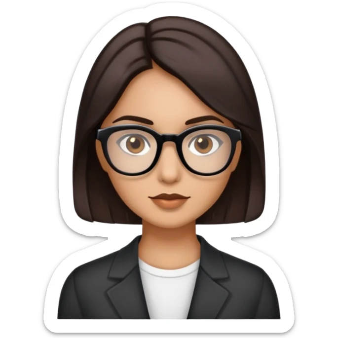 Morena dos olhos castanhos escuros e cabelo médio castanho escuro partido de lado com óculos  sticker