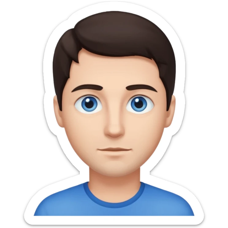 homme yeux bleu azur cheveux brun foncé sticker