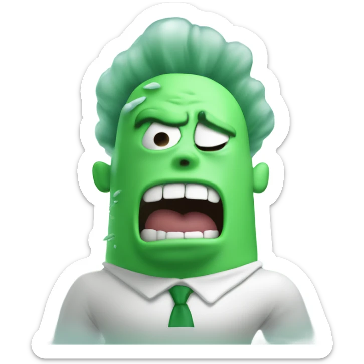 bad breath Captain underpants pointy head green smoke coming out of mouth vomit breath sticker