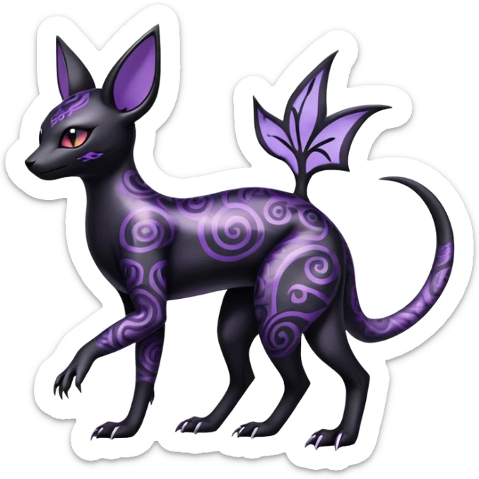 Shiny Dark Edgy Majestic Sophisticated Modern Gothic Gloomy Futuristic Salandit-Umbreon-Espeon-Hybrid (Full body) with pattern-markings sticker