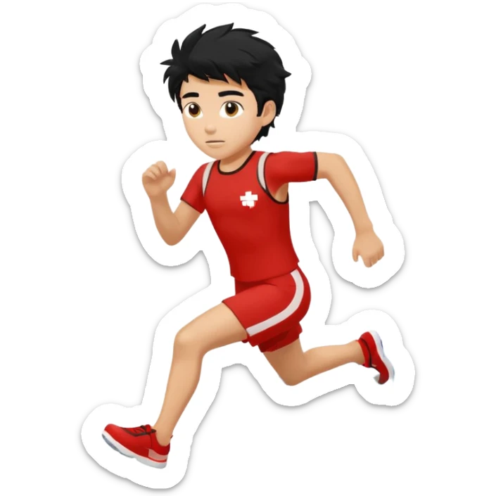 Lifeguard Teenager with Black messy hair running to save lives sticker