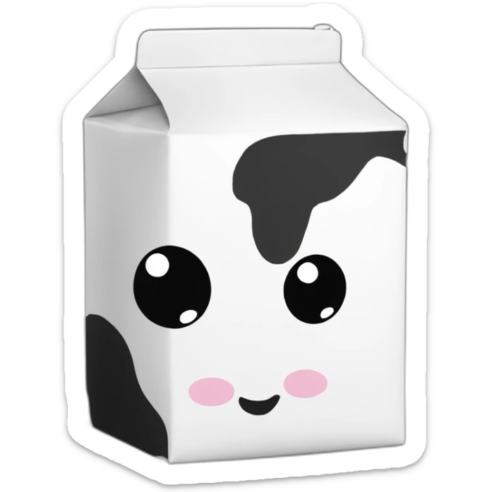 cute milk carton with black eyes with cow design black and white all over sticker