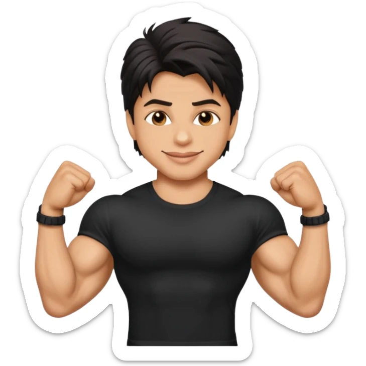 ipretty bratz emoji of shah rukh khan wearing a black tee, muscular sticker