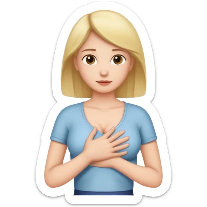 the woman holds one hand on her chest and the other on her stomach sticker
