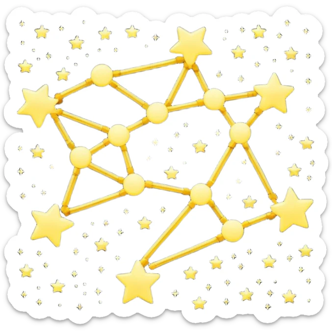 Pixel art icon of a glowing constellation made of connected stars, symbolizing knowledge paths and courses. 
Minimalistic, clean pixel style, soft glow, readable at small size, centered, no background, designed for dark UI.
 sticker
