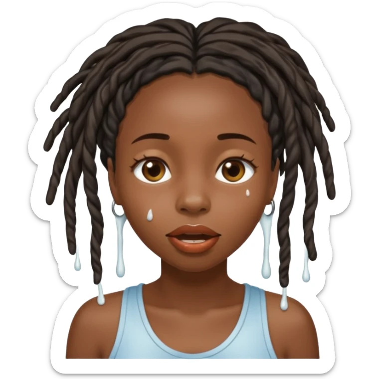 Black girl with locs and milk dripping down her face and mouth  sticker