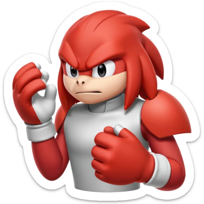 Sonic the hedgehogs friend knuckles a red animal with peach arms and white gloves sticker