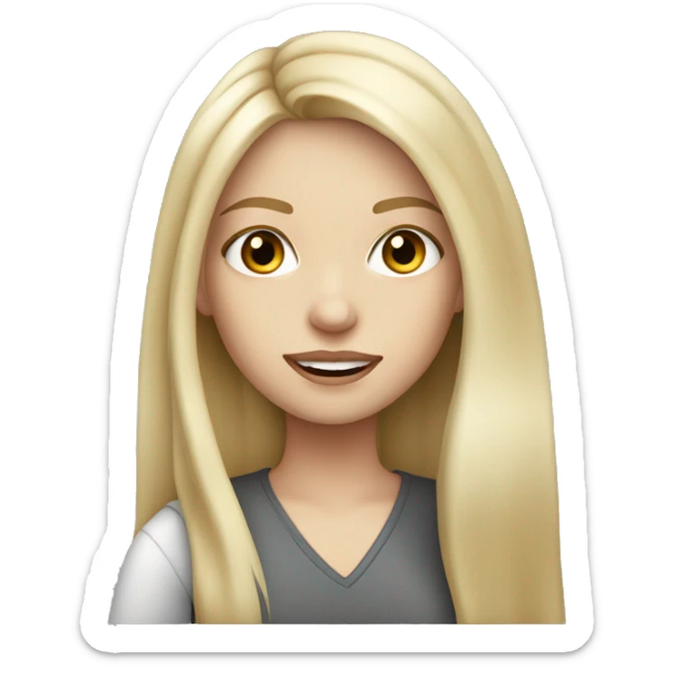 Graphic designer blonde girl with long hair and fair skin with grey eyes with iPad  sticker