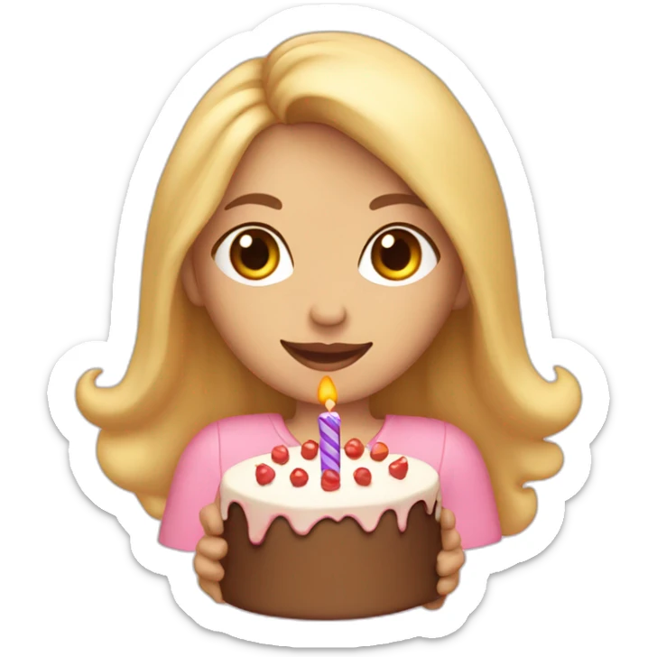 A Woman with Long blond Hair is pregnant and has a Birthday cake in her hand sticker