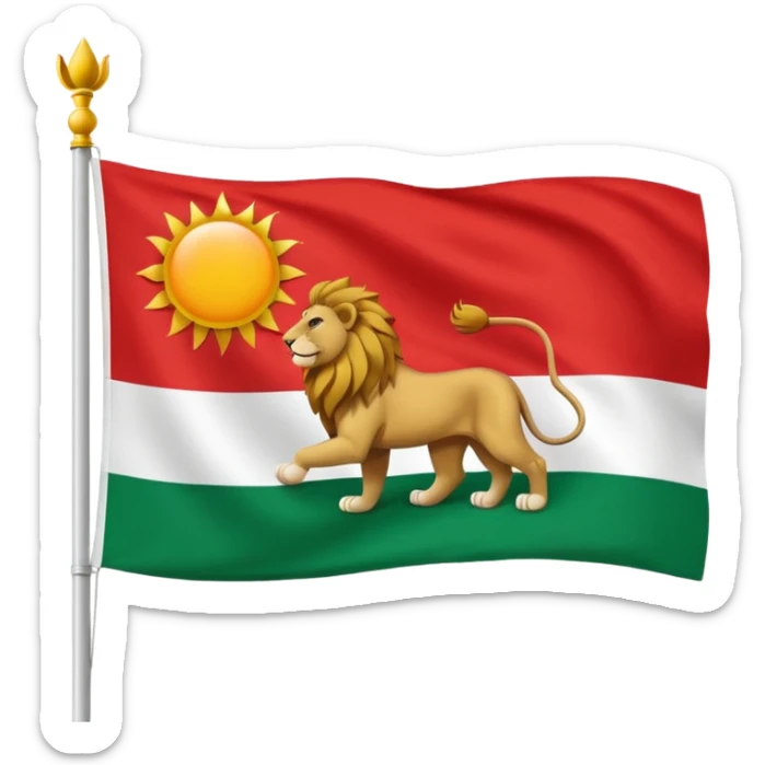 Small Lion and sun logo at the middle of flag in the red white and green flag(up to down ) sticker