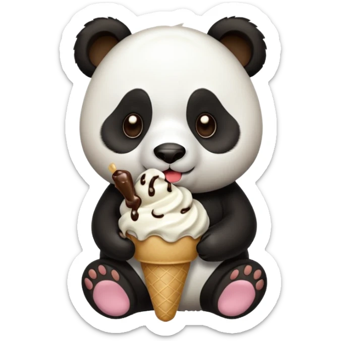 Panda eating ice cream sticker