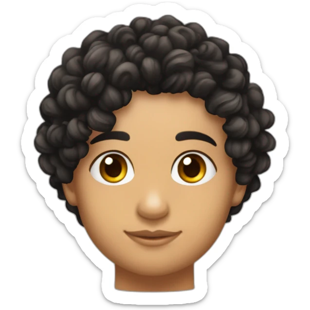 Beau jeune brun cheveux noir bouclé coupe dégradé avec un tatouage de tortue sticker