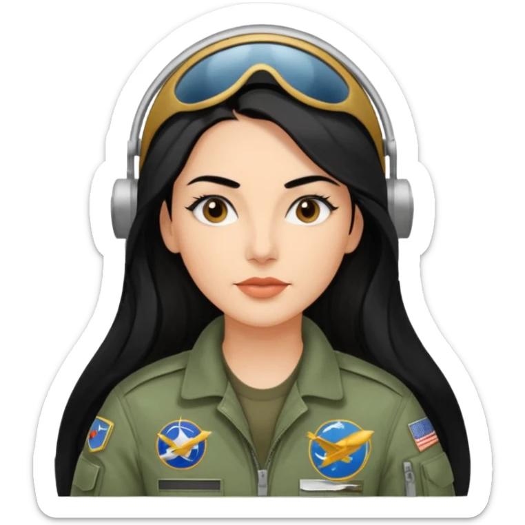 Femme cheveux long noir travaille dans le domaine de l'aéronautique gros sourcils haut du corps sticker