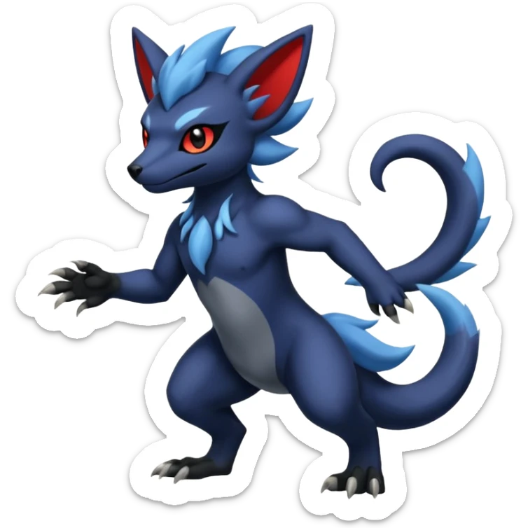 Exotic colorful cool handsome elemental exotic Zorua-Absol-Salandit-fusion (full body) sticker