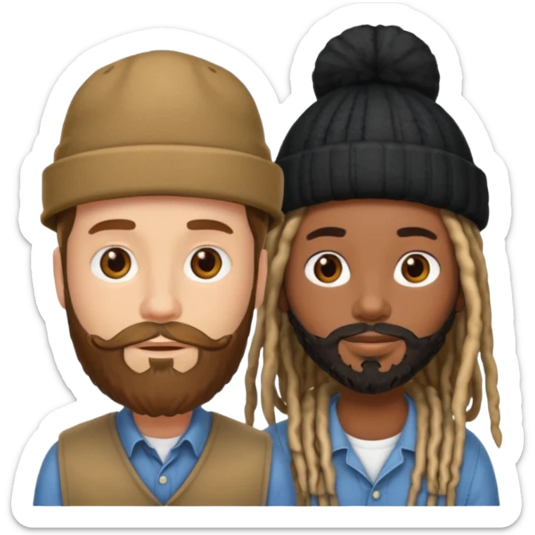 Couple emoji -WHITE with man with beardmwoth hate on and BLACK FEMALEwith mid length locs sticker