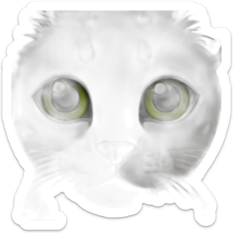 un gatico con ojos grandes, verdes agresivos, manita altas y uñas afuera saludando  sticker