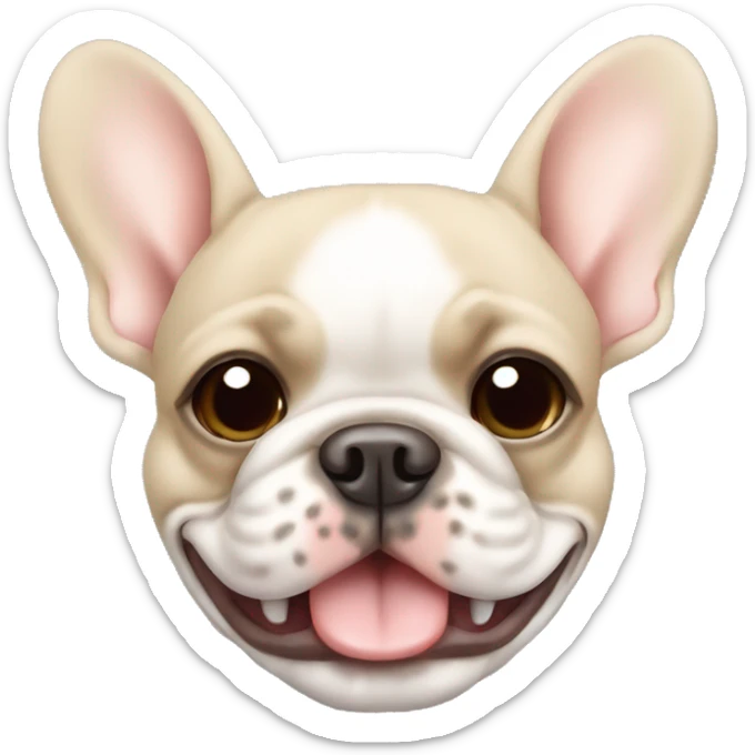 smily cute beige french bulldog with white center face with a mole on the right ear sticker