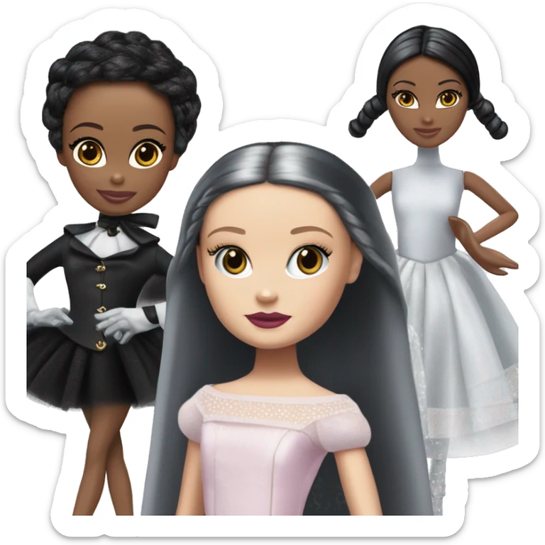 Prima Ballerina Barbie, Wednesday Addams, cape,veil,showing off, show full body,accessories coat gloves  sticker