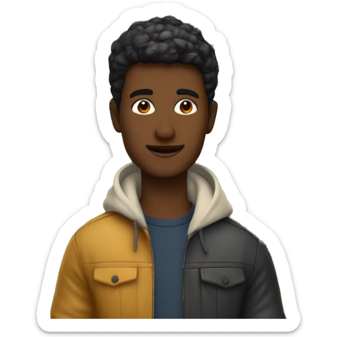 Jeune Homme noir de 33 ans habillé en tenue casual de marque dans un decor d'automne sticker