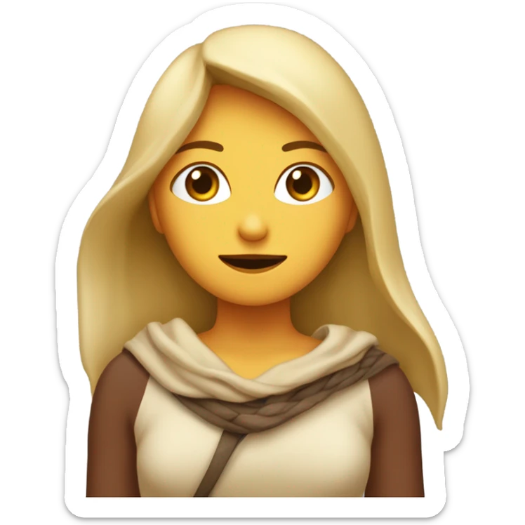 Chica rubia tapada con una manta marrón que le llega hasta la cabeza  sticker