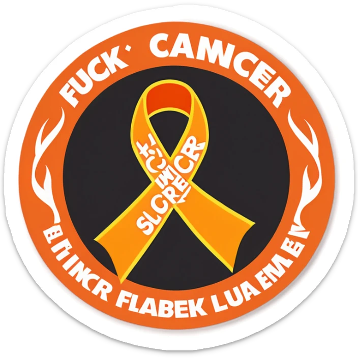 Leukemia cancer support ribbon fire with words FUCK CANCER ON RIBBON sticker