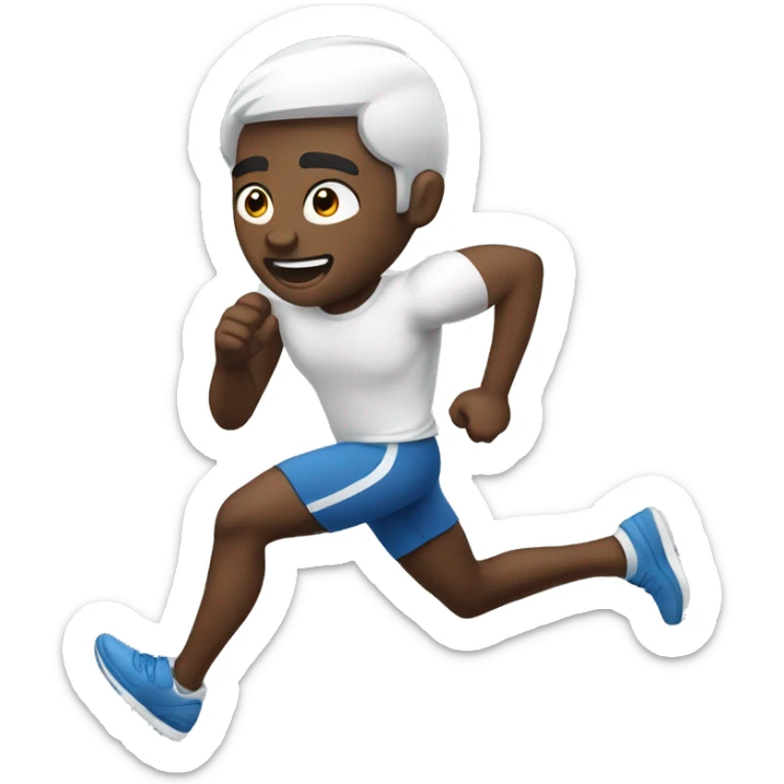 Running man. White skin black hair blue eyes. No other emojis just the running man sticker