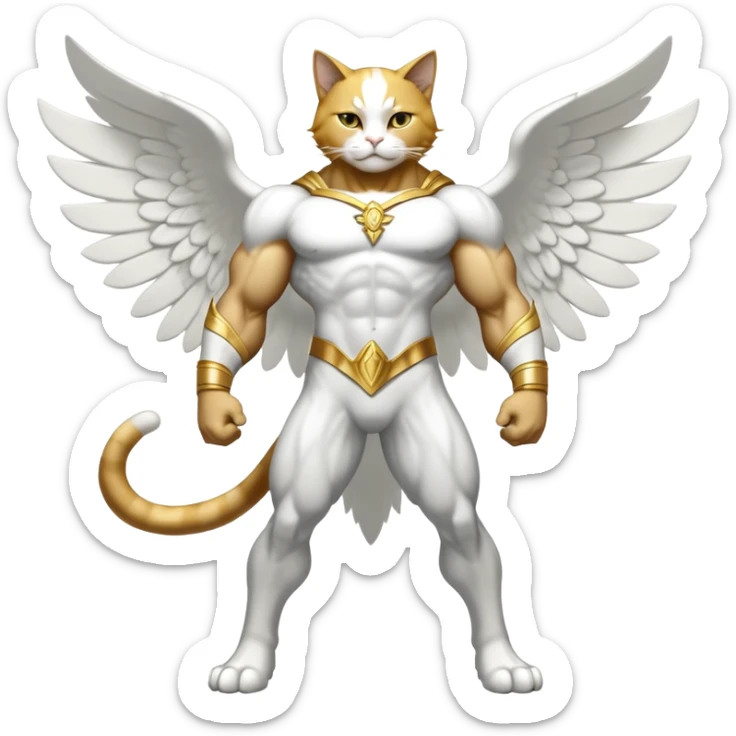 Mega neon unicorn dragon hydra hyper rare golden penguin Golden Divine god angel Omni Black and white Super muscular Buff sigma Gigachad cat full body tuxedo colored  sticker
