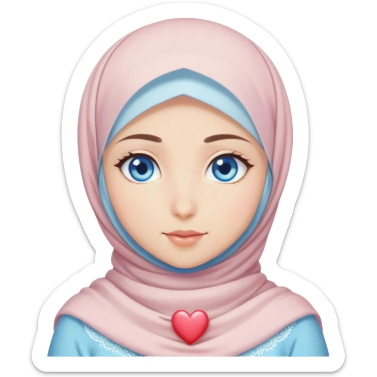 Turkish beautiful finish Konya girl blue eyes with hijab and pastel heart dress sticker