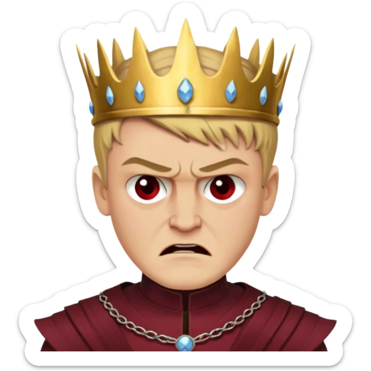 Joffrey Baratheon angry  from Games of throne character face only younger sticker
