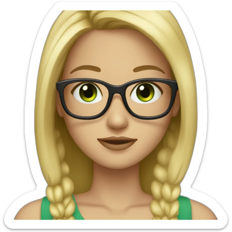 Girl with blonde long hair black glasses green eyes sticker
