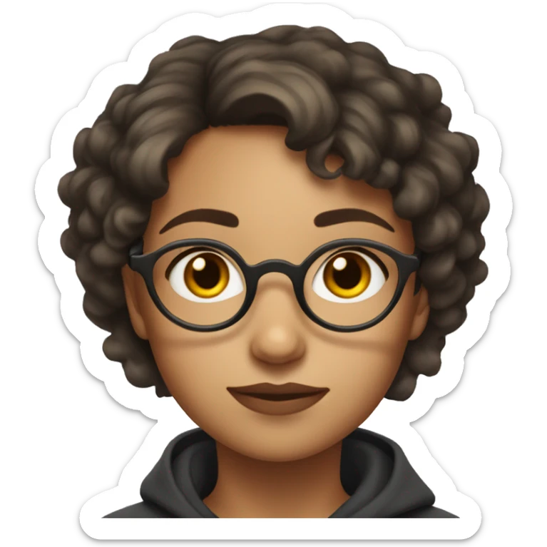 Girl of questionable ethnicity with Harry Potter glasses and messy short hair sticker