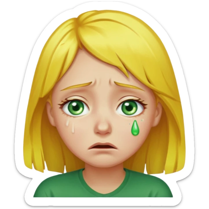 the girl is that criying she has green eyes and yellow hair sticker