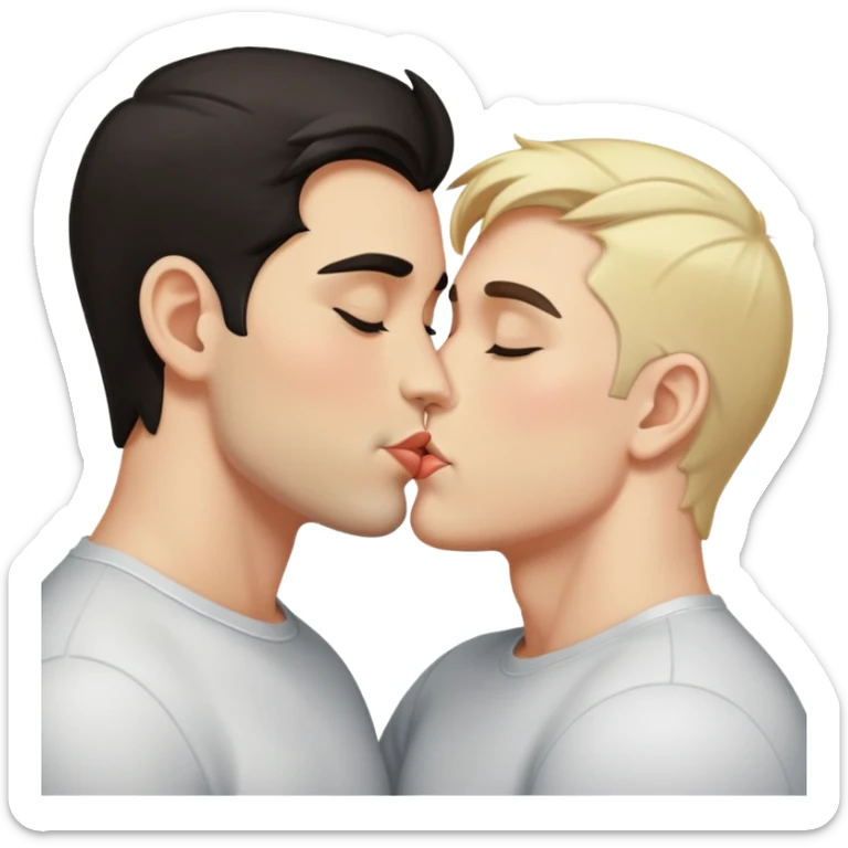 gay men kissing, one dark hair, one blondish hair sticker