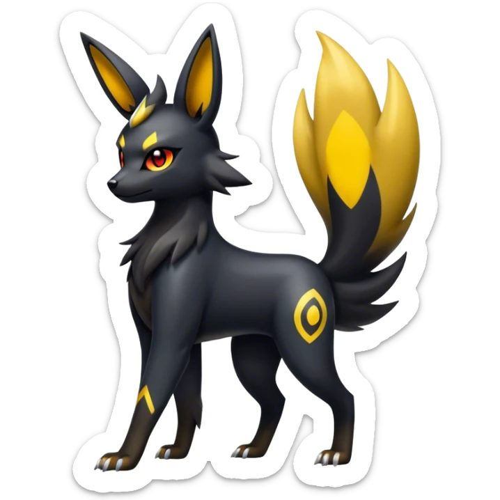 Shiny Cool Edgy Umbreon-Houndour-Zorua-hybrid-fusion full body sticker