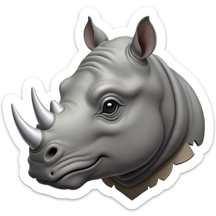 cinematic-noble-rhinoceros-portrait-emoji,-poised,-with-a-massive,-powerful-build-and-a-thick,-hide-of-slate-gray,-deep-set-soulful-piercing-eyes,-simplified-yet-sharp-and-sophisticated-features,-highly-detailed, with large black eyes, szoomed out showing houlders sticker