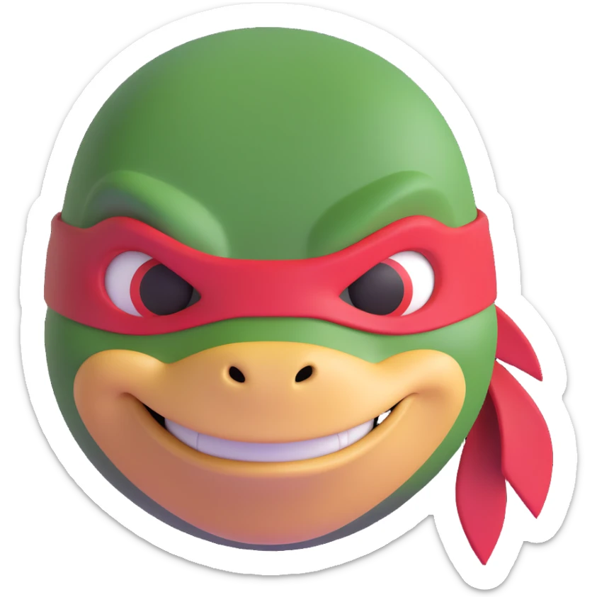 the face of the red ninja turtle in the movie Mutant Mayhem sticker